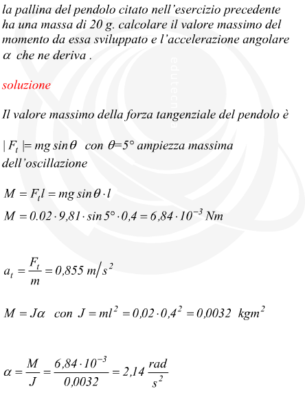 Momento massimo espresso nelle oscillazioni di un pendolo