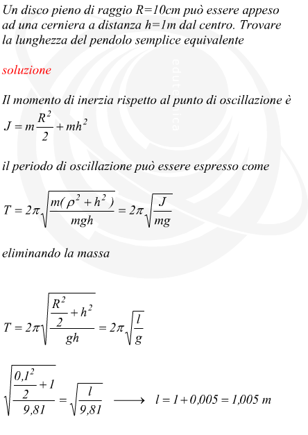 Esercizio sul pendolo composto