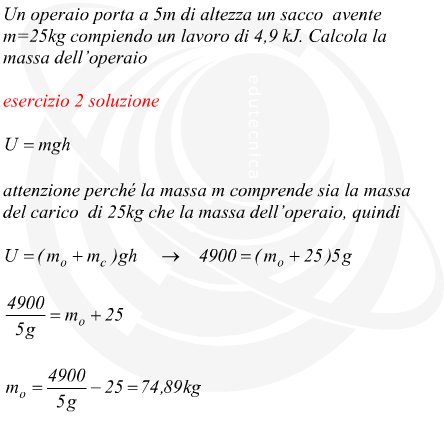 Lavoro prodotto ed energia potenziale