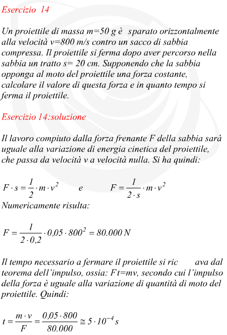 energia cinetica di un proiettile