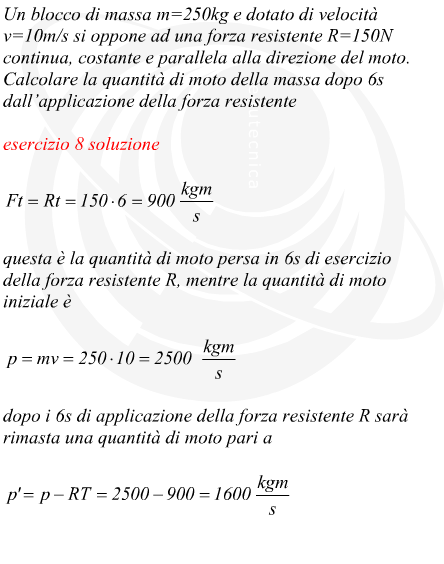 quantit di moto di una massa soggetta a forza resistente