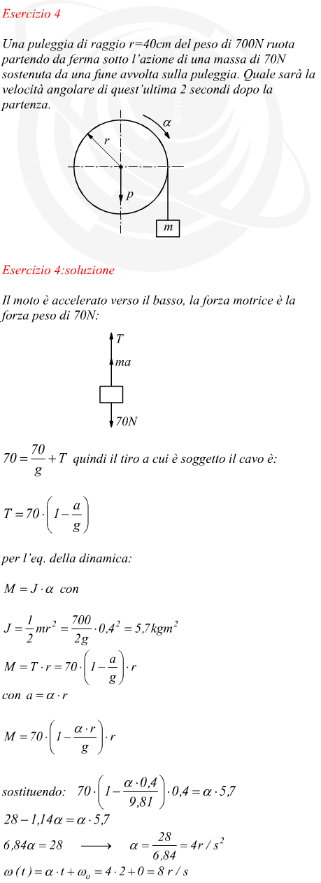 Moto rotatorio - calcolo numero di giri di un volano nota la forza agente