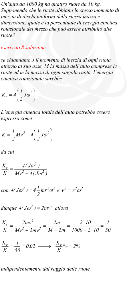 Energia cinetica rotazionale di un'automobile in moto