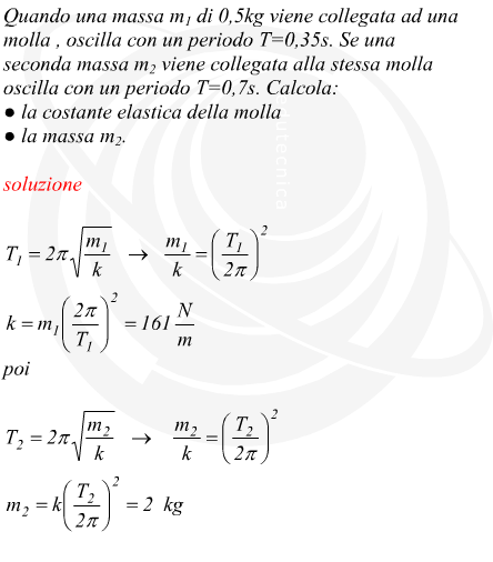 Determinare la costante elastica di una molla attaccata a due masse