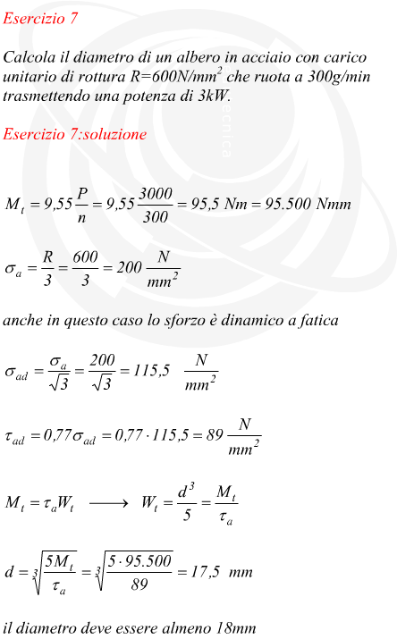 Diametro di un albero in acciaio dato il materiale la velocit e la potenza