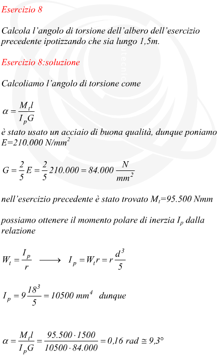 Calcolo dell'angolo di torsione di un albero in acciaio