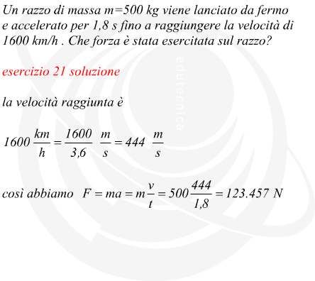 forza esercitata da un razzo data la massa, il tempo e la velocit