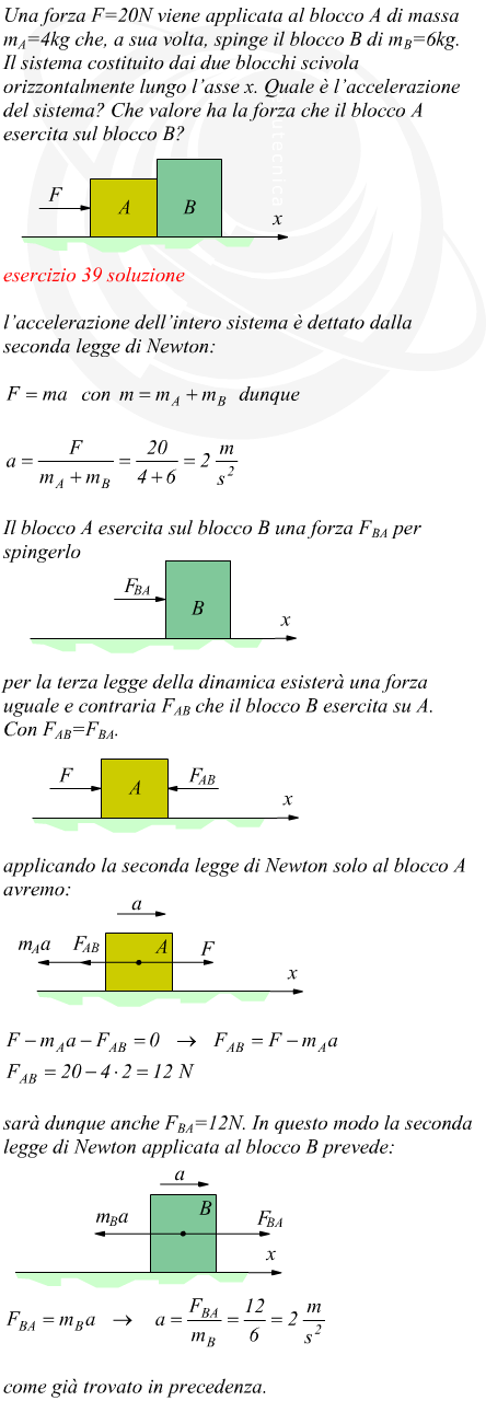 Forza orizzontale applicata ad un sistema di due masse