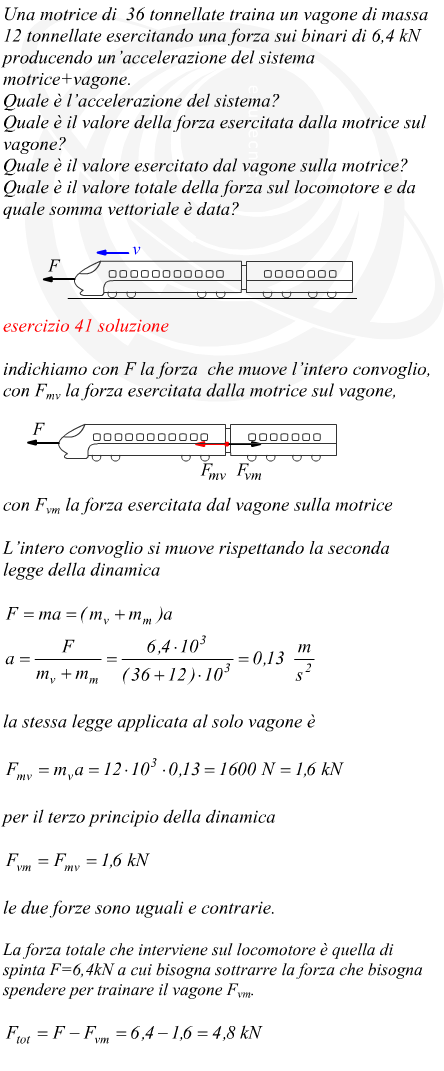 accelerazione di un treno, forza esercitatata dalla motrice sul vagone