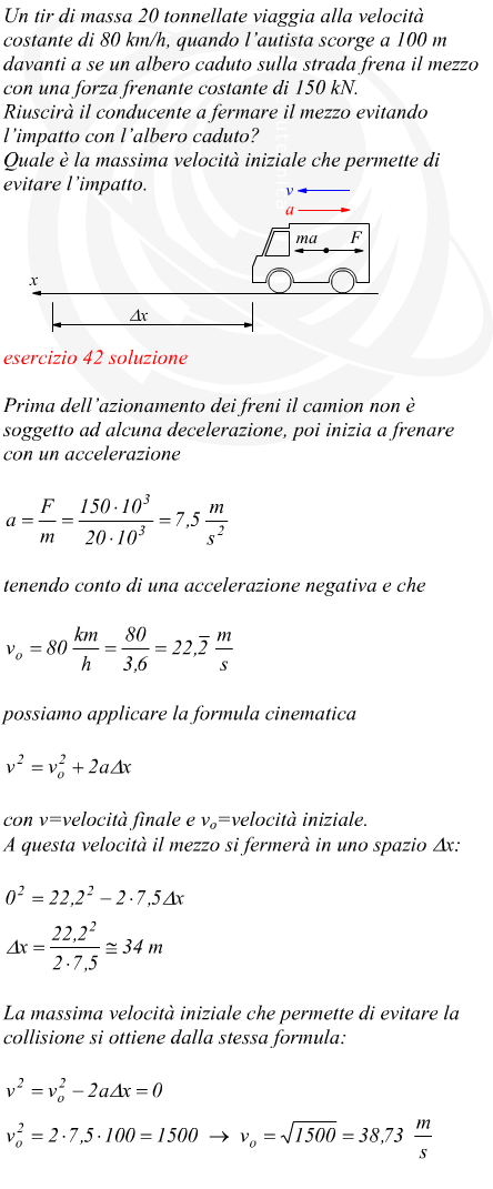 spazio percorso da un camion in frenata