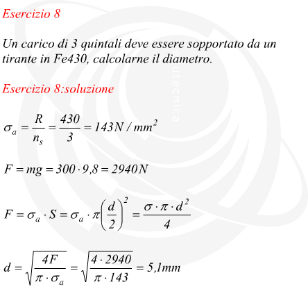 Dimensionamento di un tirante di acciaio in trazione