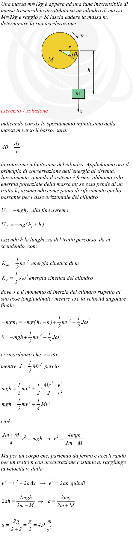 Conservazione dell'energia in sistema con massa e cilindro