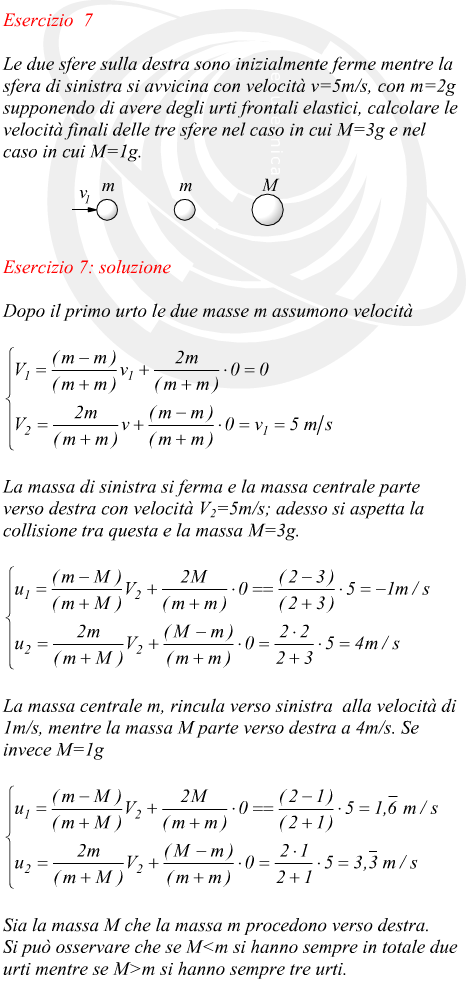 tre sfere entrano in collisione calcolare le velocit finali e il numero di urti