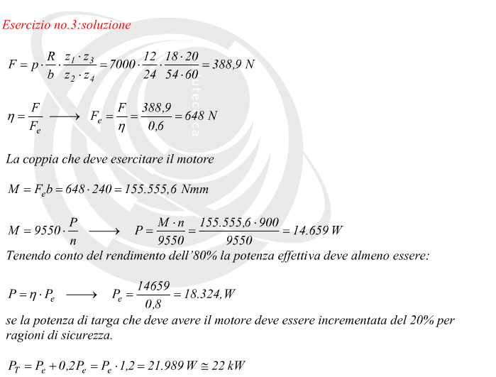 Potenza di targa necessaria ad un motore elettrico che deve azionare un verricello