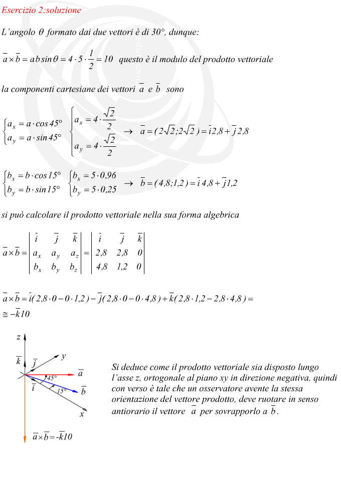 prodotto vettorale fra vettori esempio
