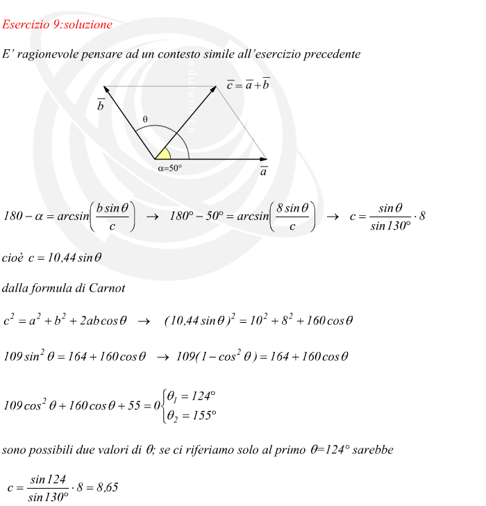 trovare il modulo dei vettori dati gli angoli