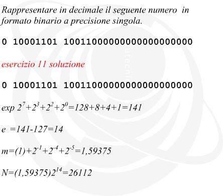 forma decimale di un numero in formato binario a precisione singola
