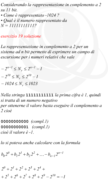 Rappresentazione di un numero decimale in binario con complemento a 2