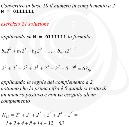 Convertire in base 10 un numero binario in complemento a 2